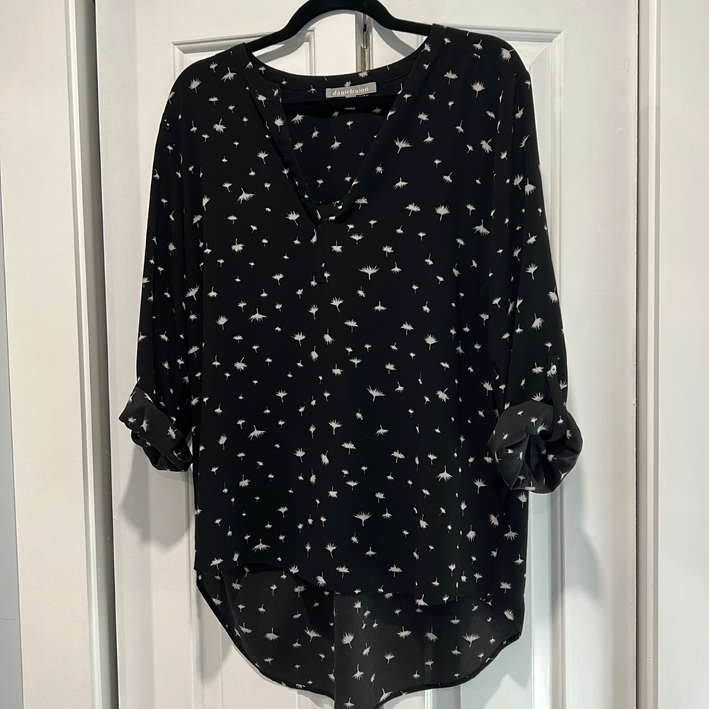 Black roll sleeve blouse